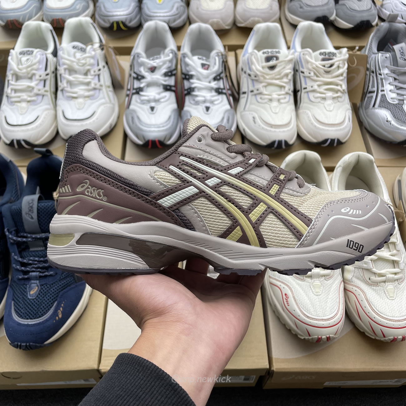 Asics Gel 1090 Grey Beige Birch French Blue White Sage Silver Cream Brown Silver Cream Gray Blue (31) - newkick.cc